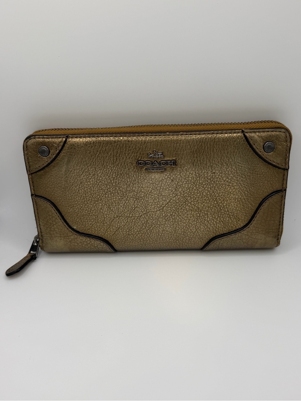 Coach Metallic Mickie (F52645) Bronze Toned Leather Wallet - Picture 9 of 12